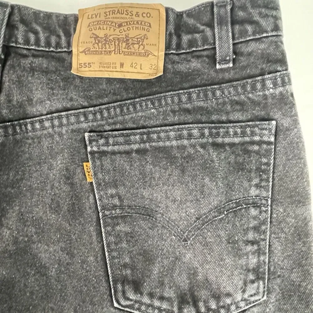 Vintage 90's Levi's 555 Orange Tab Men's Jeans Relaxed Fit Straight Leg 42x27